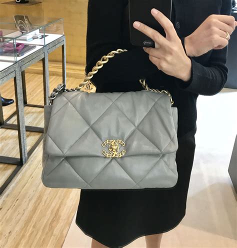 chanel 19 grey|chanel 19 flap bag.